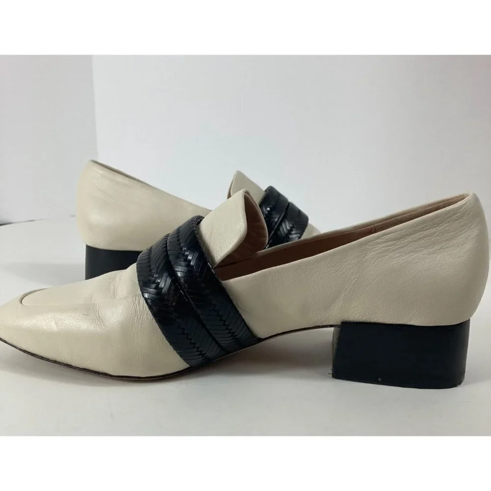 Womens AD & Daughters Cream Corya Braided Keeper Leather Loafers 8.5‎